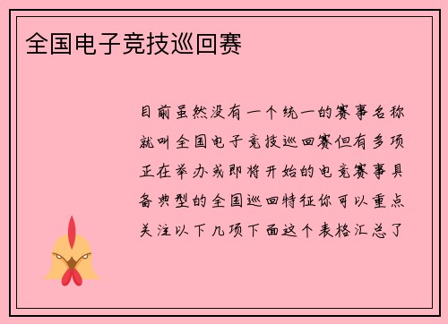 全国电子竞技巡回赛